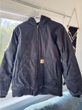 Carhartt Black Hooded Zip-Up Puffer Jacket
